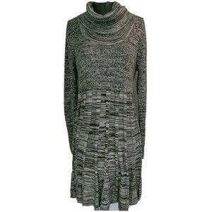 Calvin Klein Sweater Dress Sz XL Above Knee Fall Soft Cozy Turtleneck Cowl Gray